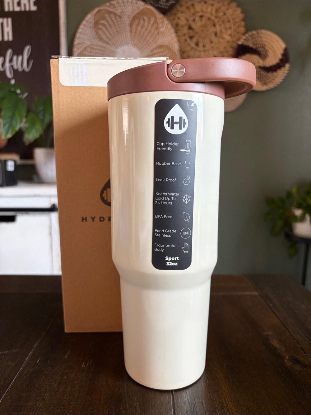 HydroJug 32 oz. Sport Water Bottle in Cappuccino! New!